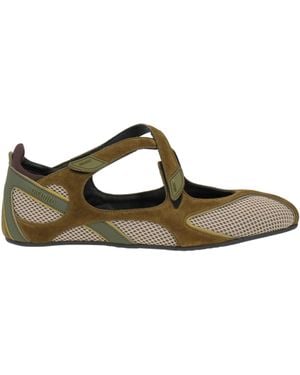 The Attico Military Ballet Flats Leather, Textile Fibers - Green