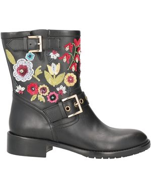 Red(V) Ankle Boots Leather - Black