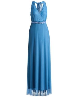 Rinascimento Slate Maxi Dress Polyester, Elastane - Blue