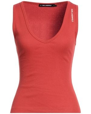 KARL LAGERFELD Rust Tank Top Organic Cotton, Elastane - Red
