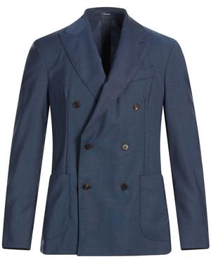 Drumohr Blazer Virgin Wool, Mohair Wool - Blue