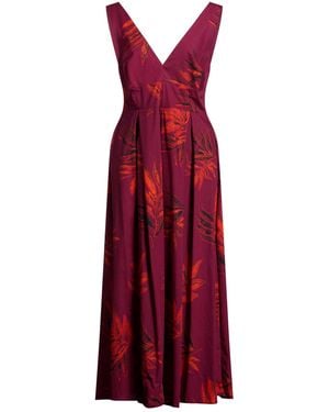 Caractere Burgundy Maxi Dress Cotton - Red