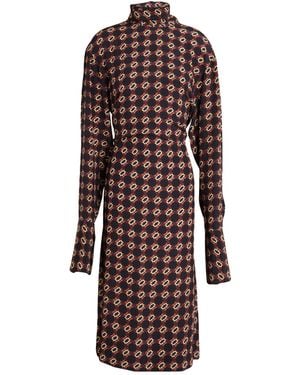 Dries Van Noten Midi Dress Silk - Brown