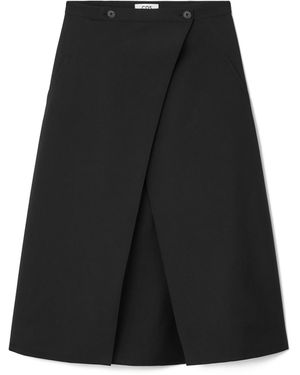 COS Tailored Wool Midi Wrap Skirt - Black