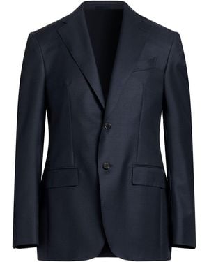 Caruso Per Braun Blazer Wool, Mohair Wool, Silk - Blue