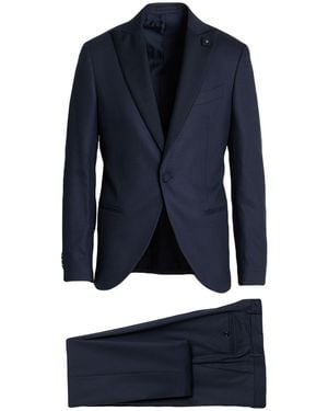 Lardini Midnight Suit Wool, Elastane - Blue