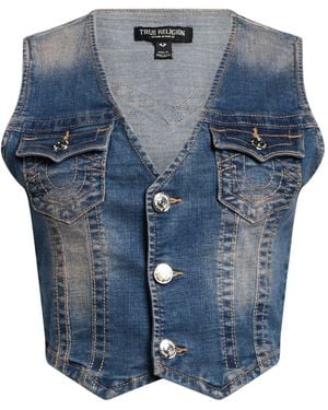 TRUE RELIGION Tailored Vest Cotton, Polyester, Rayon, Elastane - Blue
