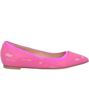 HIDNANDER Ballet Flats Leather, Textile Fibers - Pink