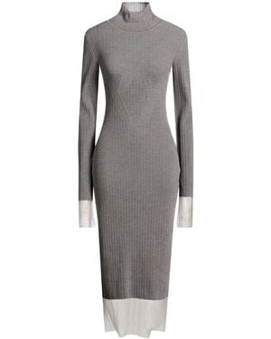 Sportmax Midi Dress Virgin Wool, Polyamide, Elastane - Gray
