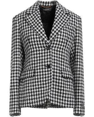 Versace Elegant Tweed Jacket With Notched Lapels For - Black