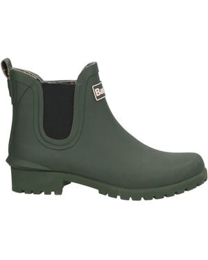 Barbour South Shields Heritage Brand Military Ankle Boots Rubber - Green