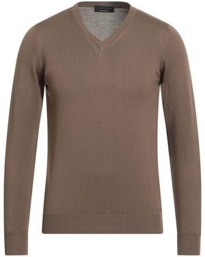 Jeordie's Khaki Jumper Merino Wool - Brown