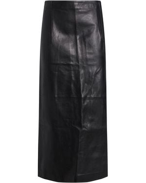 Alysi Crème Maxi Skirt Leather - Black