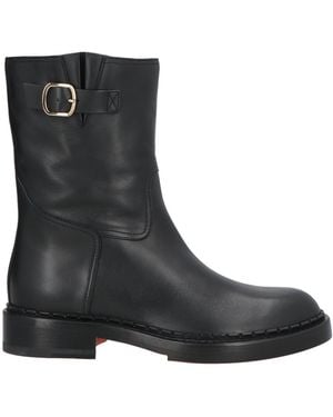 Santoni Leather Buckle Ankle Boots - Black