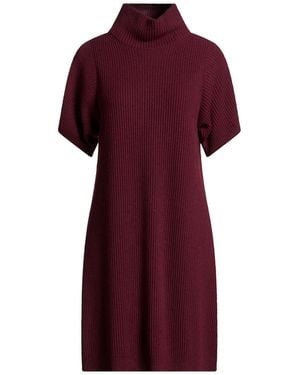 Brunello Cucinelli Burgundy Mini Dress Virgin Wool, Cashmere, Silk - Red