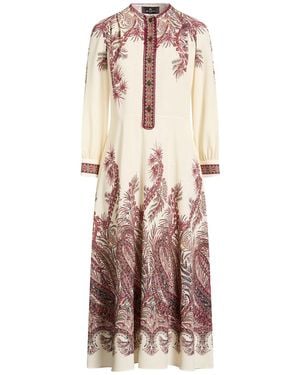 Etro Cream Midi Dress Polyester, Elastane, Cotton - Natural