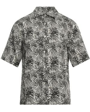 Sandro Printed Lyocell And Linen-blend Shirt - Gray