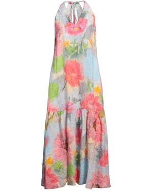 120% Lino Fuchsia Maxi Dress Linen - White