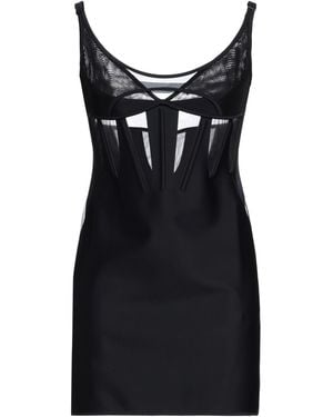Mugler Bodycon Jersey Tulle Mini Dress - Black
