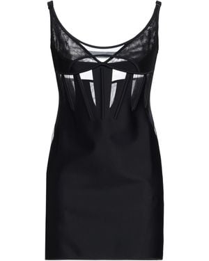 Mugler Bodycon Jersey Tulle Mini Dress - Black