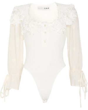 Haveone Bodysuit Lyocell, Polyamide, Cotton - White