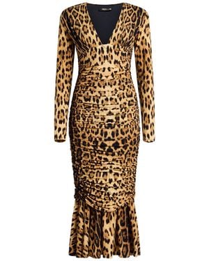 Roberto Cavalli Sand Midi Dress Polyamide, Elastane - Natural