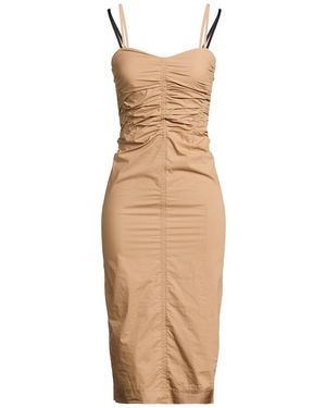 8pm Camel Midi Dress Cotton - Natural