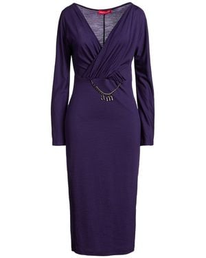 Angelo Marani Midi Dress Wool, Swarovski Crystal - Purple