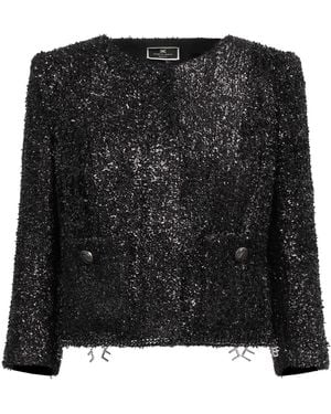 Elisabetta Franchi Jacket Viscose, Metallic Polyester, Polyester, Cotton, Acetate - Black