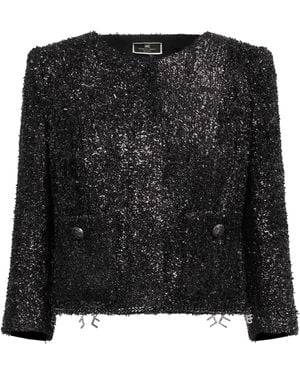 Elisabetta Franchi Jacket Viscose, Metallic Polyester, Polyester, Cotton, Acetate - Black
