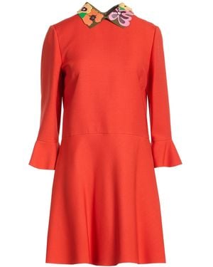 Valentino Garavani Mini Dress Wool, Silk, Lambskin - Red
