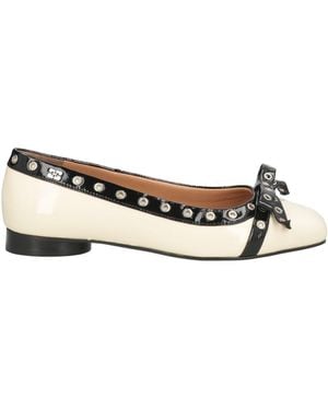 Ganni Ivory Ballet Flats Synthetic Material - Natural