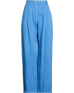 120% Lino Trousers Linen - Blue