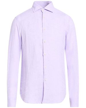 120% Lino Lilac Shirt Linen - Purple