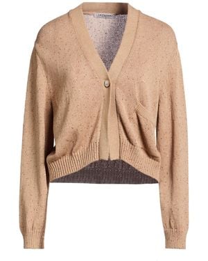 La Fileria Camel Cardigan Cotton, Polyester - Natural