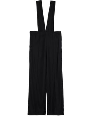 Plan C Wide-Leg Twill Pants - Black