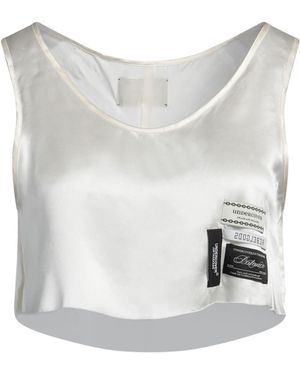 Undercover Satin Silk Cropped Crewneck Top - Grey