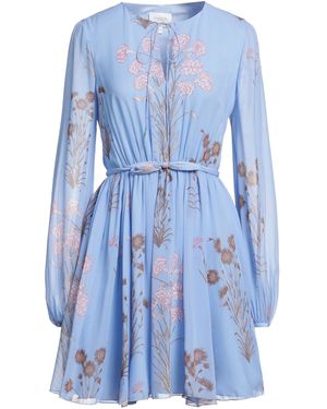 Giambattista Valli Mini Carnation Bouquets Georgette Silk Dress - Blue