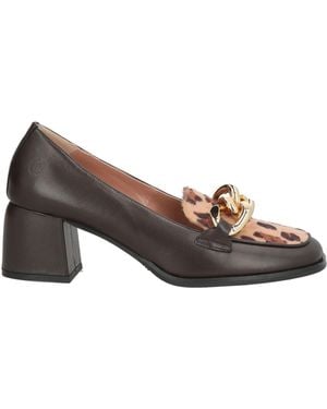 Pollini Dark Loafers Leather, Textile Fibers - Brown
