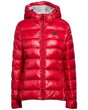 Blauer Pufferjacke & Daunenjacke - Rot