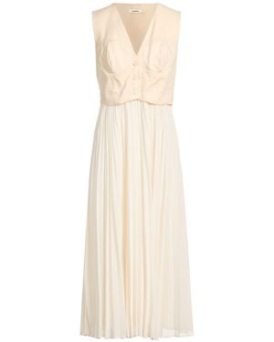 Sandro Midi Dress Polyester, Linen, Cotton, Elastane - Natural