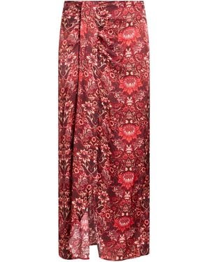 Soallure Burgundy Maxi Skirt Viscose - Red