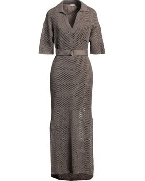 Brunello Cucinelli Khaki Maxi Dress Cotton - Gray