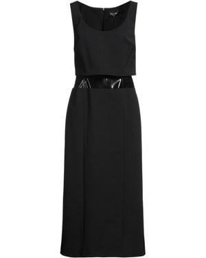 Del Core Flared Midi Twill Dress - Black