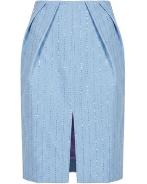 DES_PHEMMES Light Midi Skirt Wool, Polyester, Polyamide, Viscose - Blue