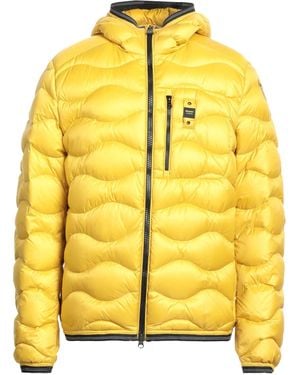 Blauer Pufferjacke & Daunenjacke - Gelb