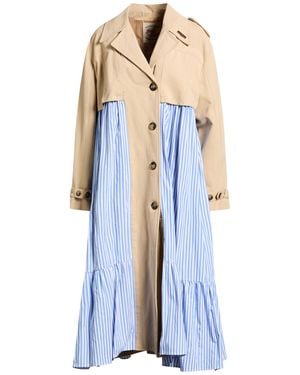 FRONT STREET 8 Sand Overcoat & Trench Coat Cotton - Blue