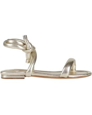 Alexandre Birman Lace-up Metallic Leather Sandals - White