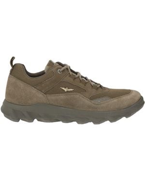 Aeronautica Militare Khaki Trainers Leather, Textile Fibres - Brown