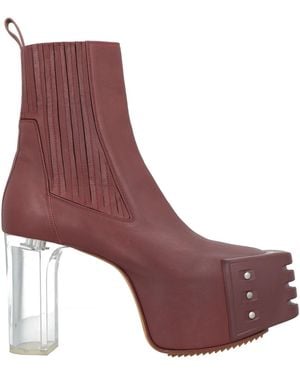 Rick Owens Burgundy Ankle Boots Leather - Purple